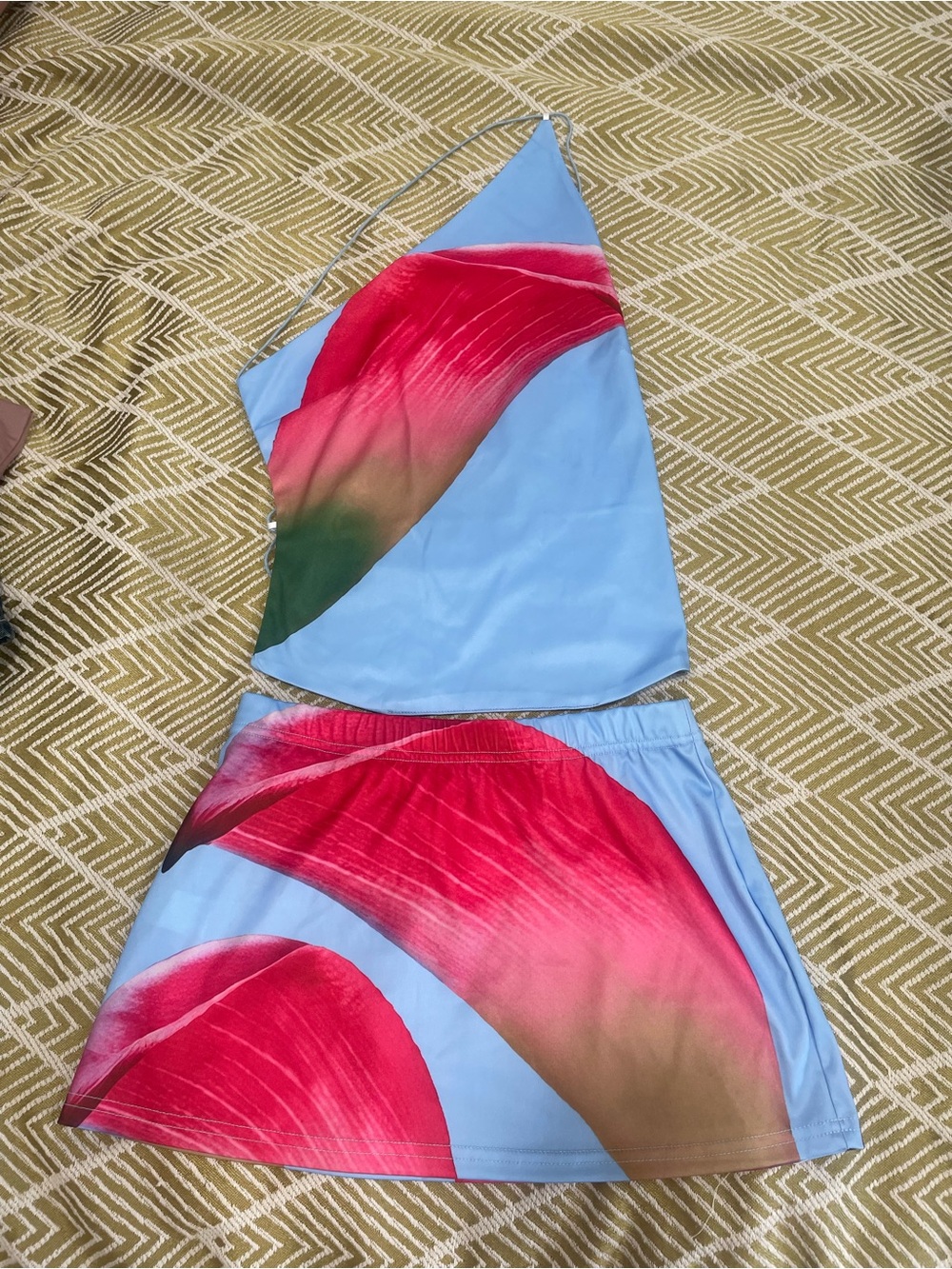 Light Blue Two-Piece one shoulder festival wear